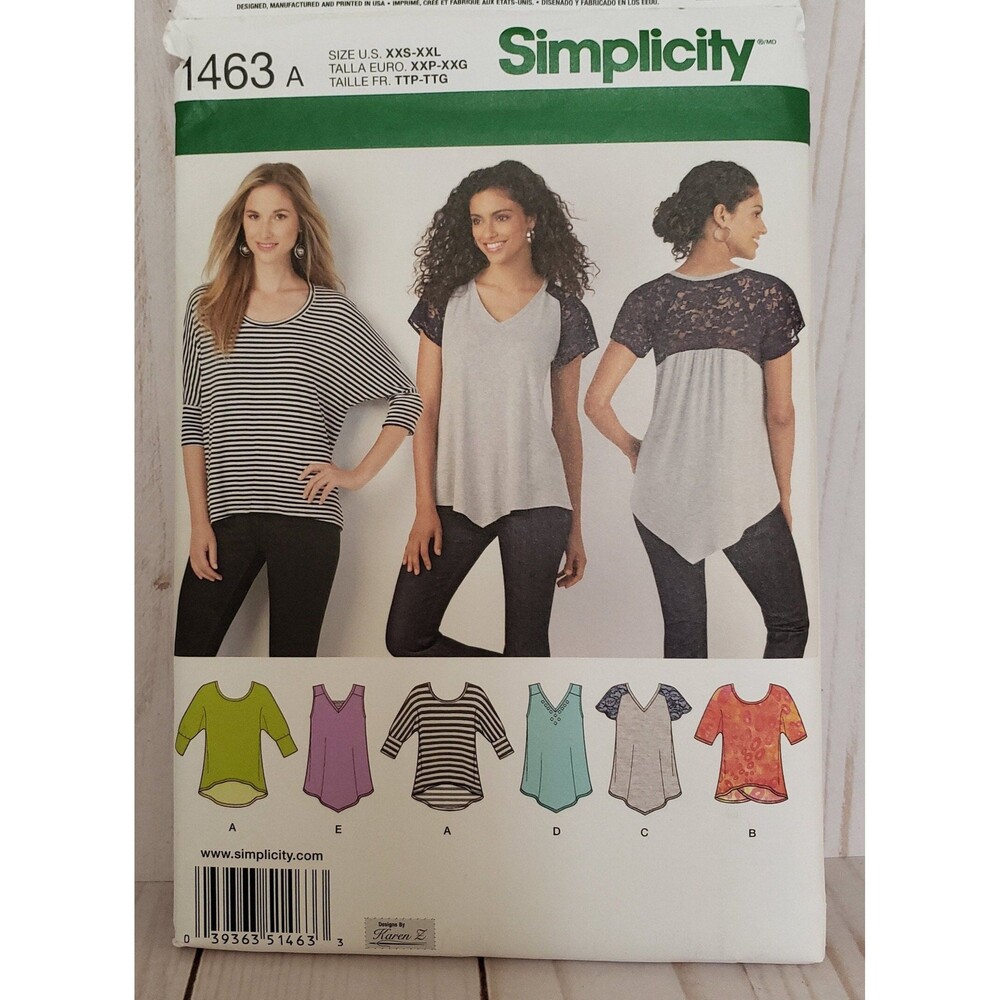 Misses Knit Only, Pull Over, Top Sewing Pattern Simplicity 1463, Casual Shirt